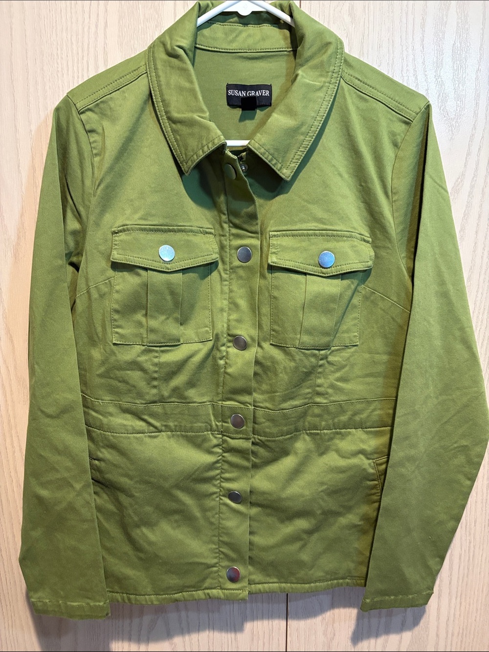Susan Graver Chartreuse Button-Front Barn Jacket NWOT